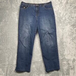 Gloria Vanderbilt Amanda Tapered Jeans Womens Blue High Rise Stretch 14 Short